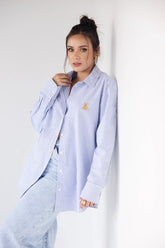 Camisa de Botones Oversize Rayas