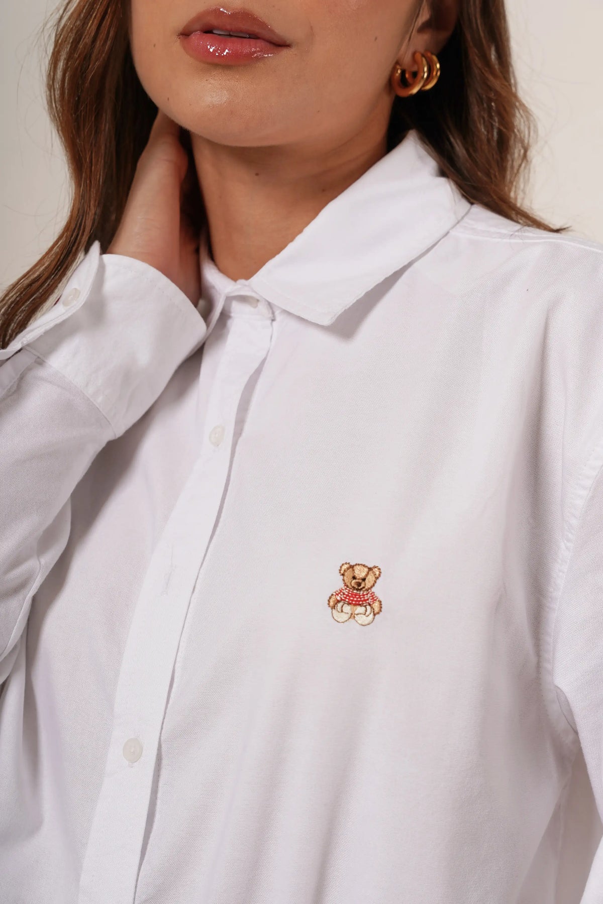 Little Teddy - Camisa de Botones Oversize White
