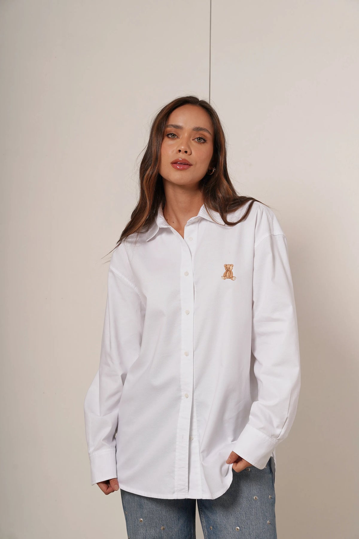 Teddy – camisa de Botones Oversize White