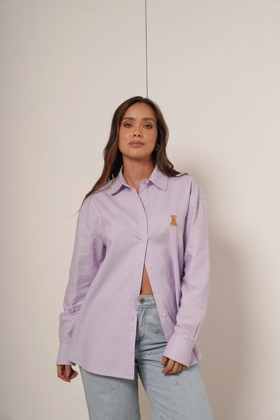 Teddy – camisa de Botones Oversize Lila