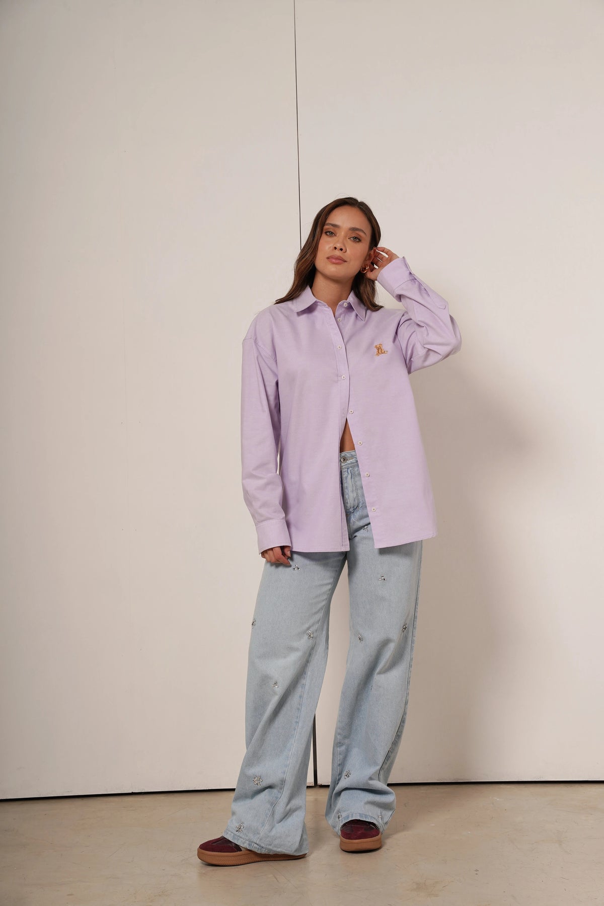Teddy – camisa de Botones Oversize Lila