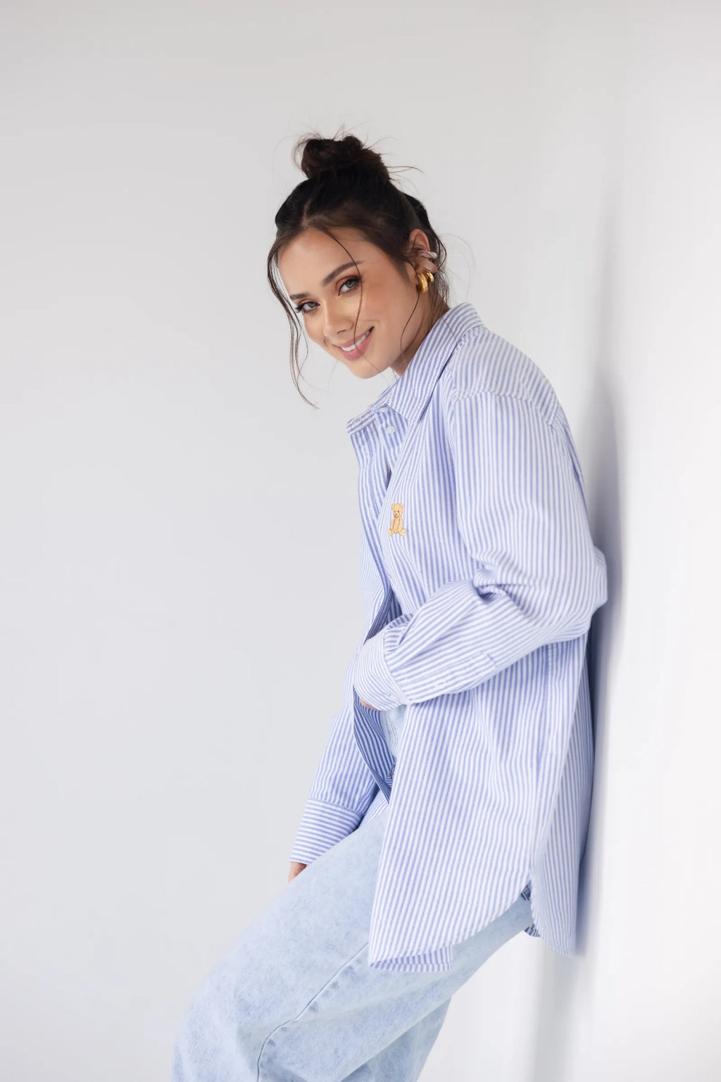Teddy - Camisa de Botones Oversize Rayas