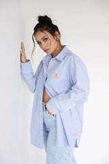 Camisa de Botones Oversize Rayas