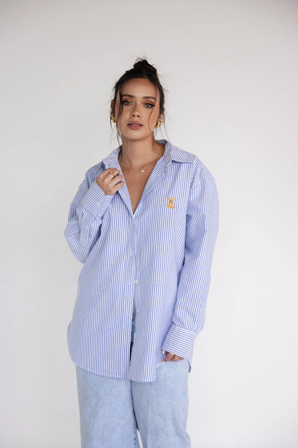 Teddy - Camisa de Botones Oversize Rayas