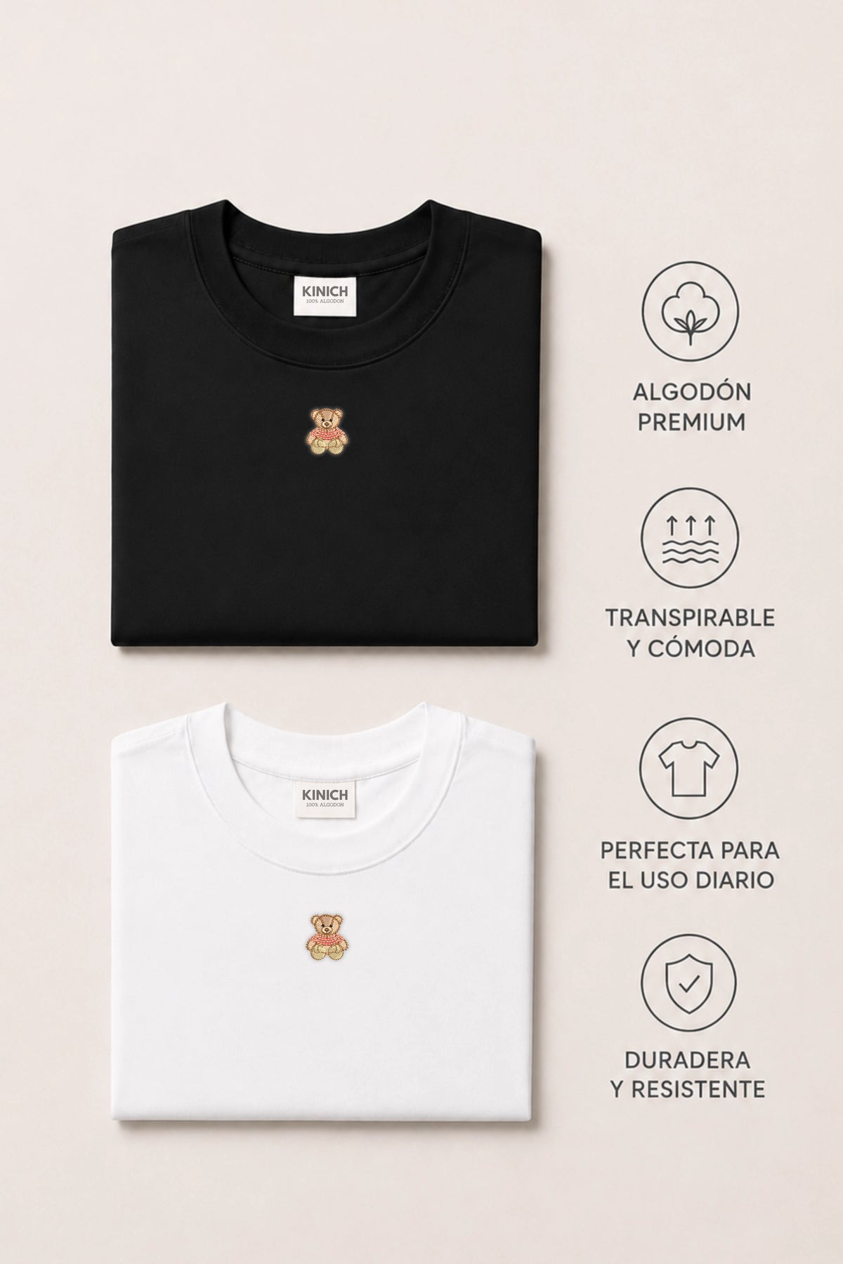 Paquete Camiseta Ted Negro/Blanco