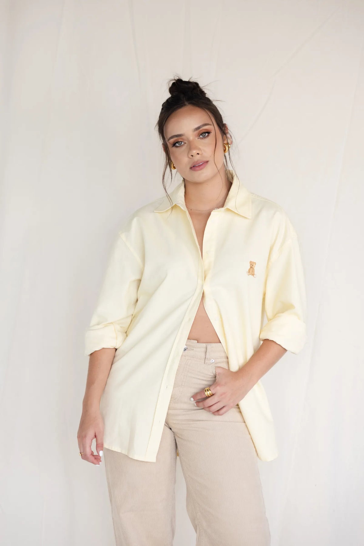 Teddy – camisa de Botones Oversize Yellow