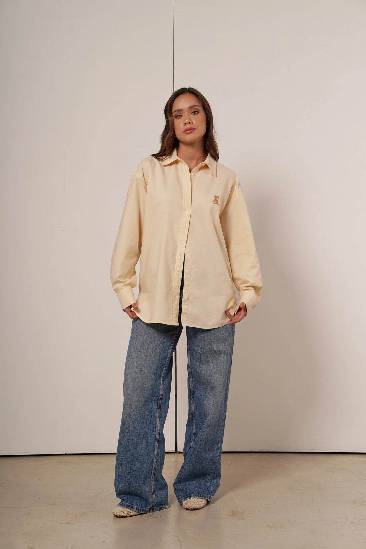 Teddy – camisa de Botones Oversize Yellow Imagen principal del producto