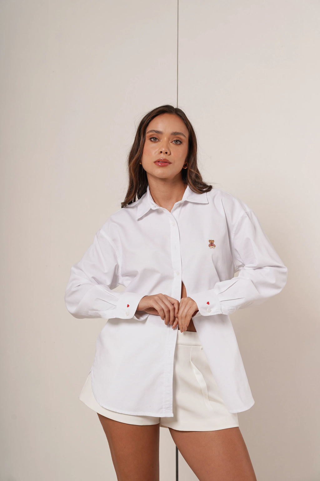 Little Teddy - Camisa de Botones Oversize White