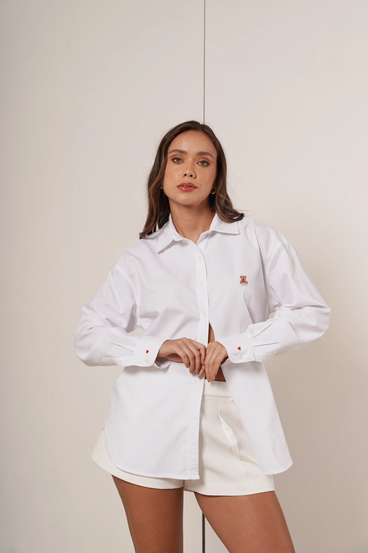 Little Teddy - Camisa de Botones Oversize White
