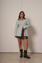Teddy – camisa de Botones Oversize Verde Menta