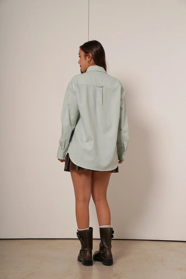 Teddy – camisa de Botones Oversize Verde Menta